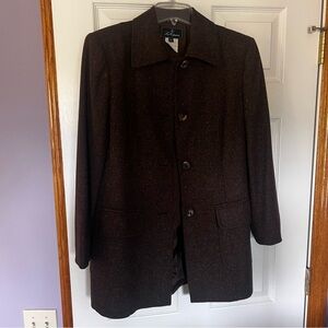 Les Copains Women’s Wool and Cashmere Coat Size 46 Brown‎ Grey EUC